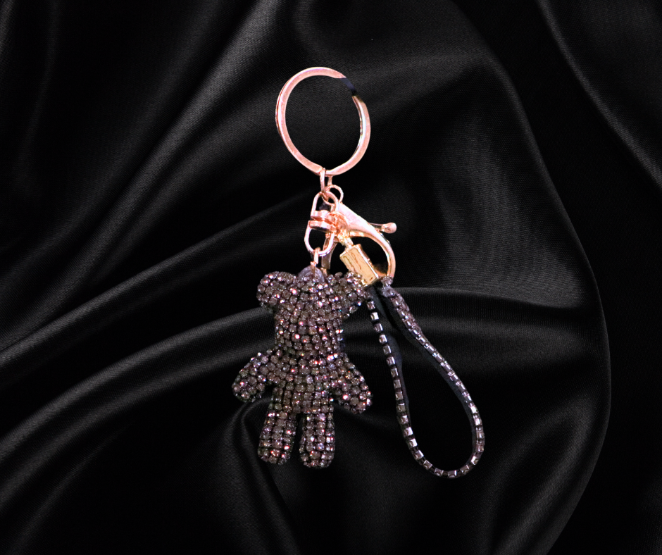 Rhinestone bear keychain