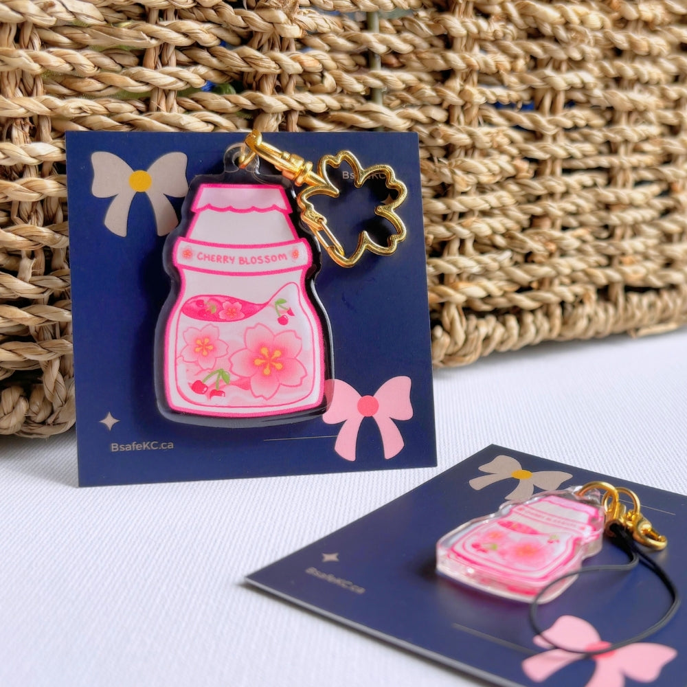 Cherry blossom yakult keychains